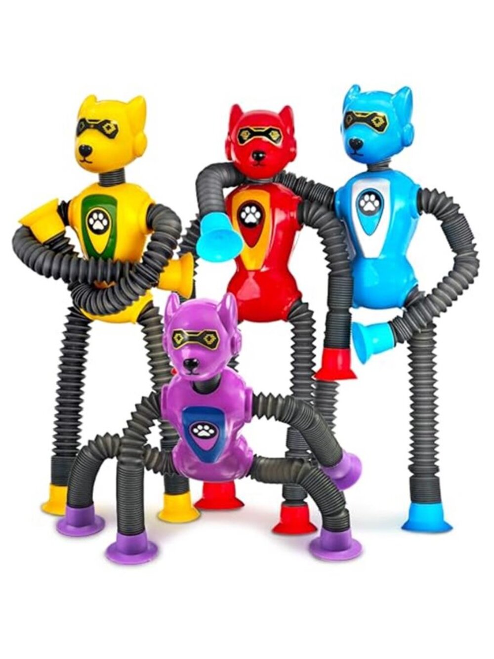 4PC Robot Dog Sensory Pop Tube Travel Toys for Boys Toddler Kid Airplane Car